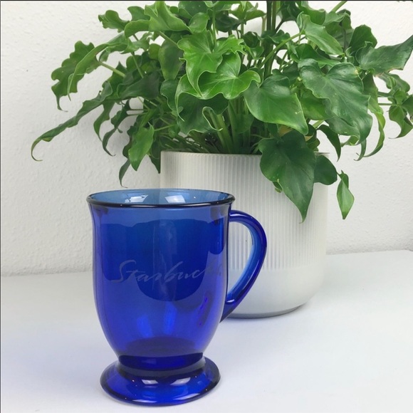 Cobalt Blue Starbucks glass coffee cup - Picture 2 of 5